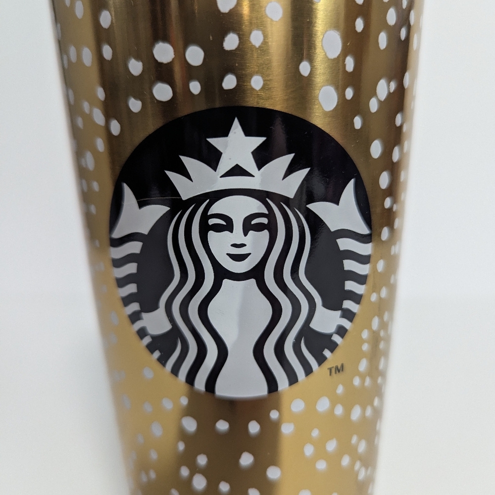 Starbucks 2016 Gold Tumbler with Black Lid - Picture 2 of 7